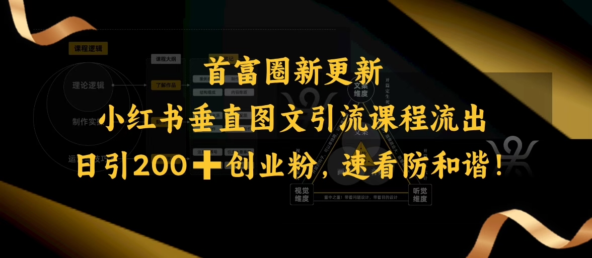 小红书垂直图文引流课程流出，日引200+创业粉，速看防和谐-艾客创业网