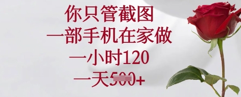 你只管截图，一部手机在家做，一小时120.一天5张【揭秘】-艾客创业网