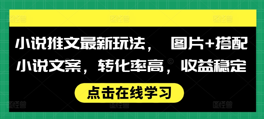 小说推文最新玩法， 图片+搭配小说文案，转化率高，收益稳定-艾客创业网