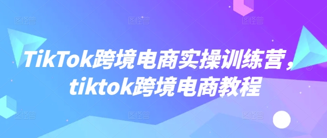 TikTok跨境电商实操训练营，tiktok跨境电商教程-艾客创业网