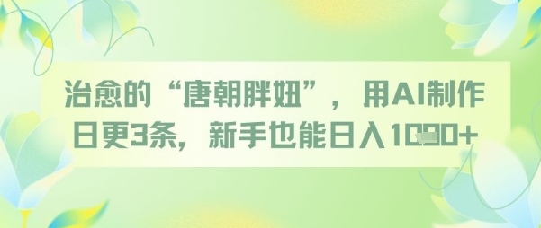 治愈的“唐朝胖妞”，用AI制作日更3条，新手也能日入多张-艾客创业网