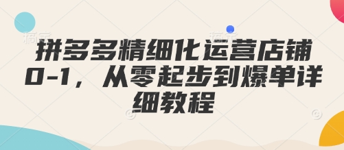 拼多多精细化运营店铺0-1，从零起步到爆单详细教程-艾客创业网