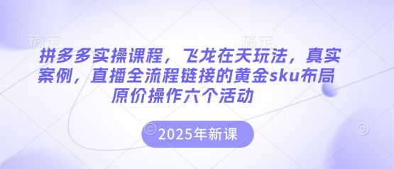 拼多多实操课程，飞龙在天玩法，真实案例，直播全流程链接的黄金sku布局原价操作六个活动-艾客创业网