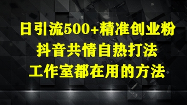 日引流500+精准创业粉，抖音共情自热打法，工作室都在用的方法-艾客创业网