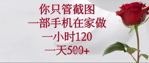 你只管截图，一部手机在家操作，一小时120.一天5张【揭秘】-艾客创业网