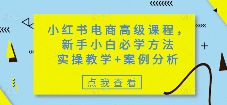 小红书电商高级课程，新手小白必学方法，实操教学+案例分析-艾客创业网