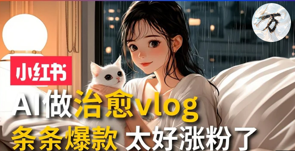 AI治愈系vlog动画视频，小红书1个月轻松涨粉破万，商单报价1500+日入2000+-艾客创业网