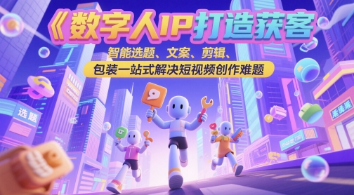 数字人IP打造获客变现实操课，智能选题、文案、剪辑、包装一站式解决短视频创作难题-艾客创业网