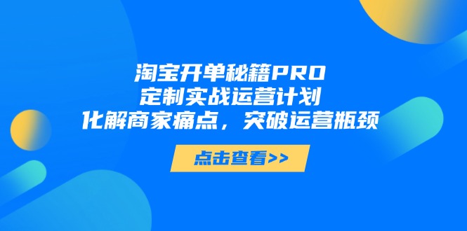 淘宝开单秘籍PRO，定制实战运营计划，化解商家痛点，突破运营瓶颈-艾客创业网