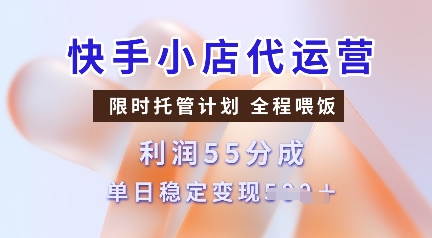 快手小店代运营，限时托管计划，收益55分，单日稳定变现多张【揭秘】-艾客创业网