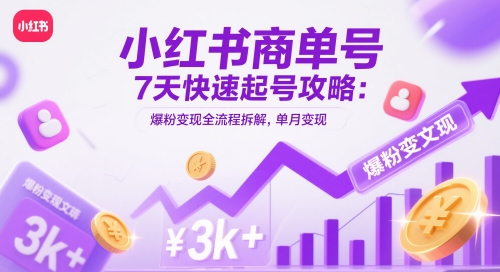 小红书商单号7天快速起号攻略：爆粉变现全流程拆解，单月变现3k+-艾客创业网