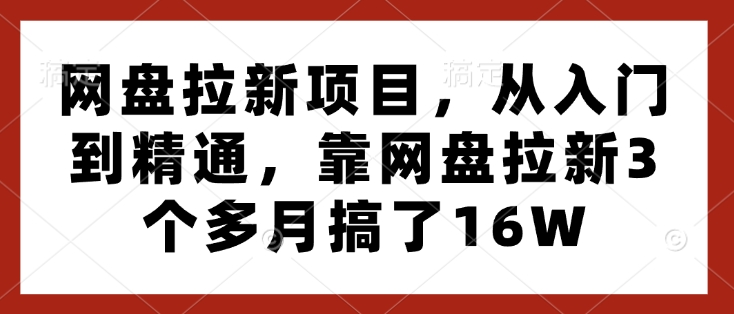 网盘拉新项目，从入门到精通，靠网盘拉新3个多月搞了16W-艾客创业网