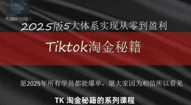 TikTok跨境2025淘金秘籍，?2025TikTok从0到盈利变现-艾客创业网