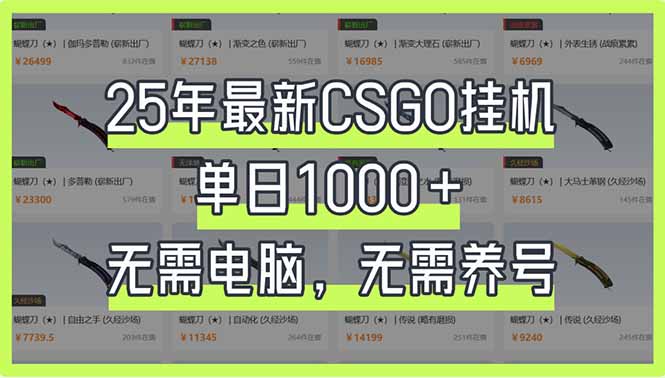 25年最新CSGO挂机系统，单日1000+，无需电脑，无需养号，0基础可上手-艾客创业网