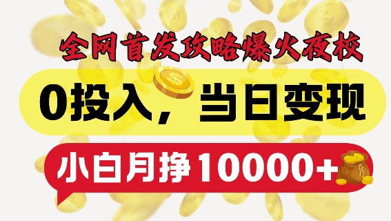 全网首发爆火夜校，0投入，当日变现，小白轻松月入1w+【揭秘】-艾客创业网