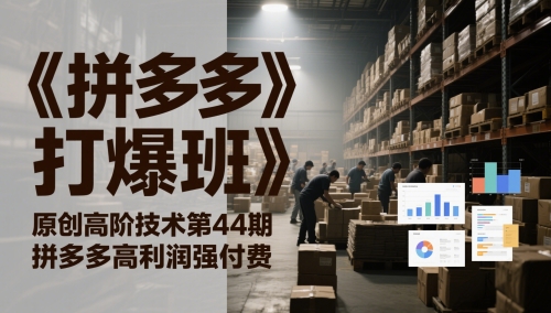 《拼多多打爆班》原创高阶技术第44期，拼多多高利润强付费-艾客创业网