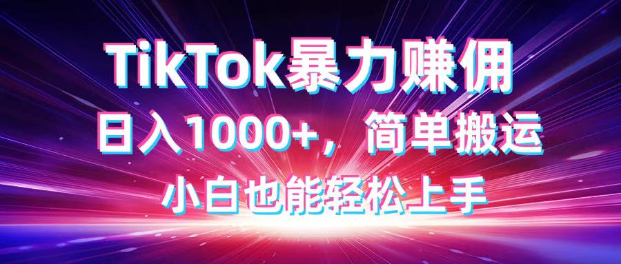 TikTok搬运暴力赚佣，日入1000+，简单搬运，小白也能轻松上手-艾客创业网