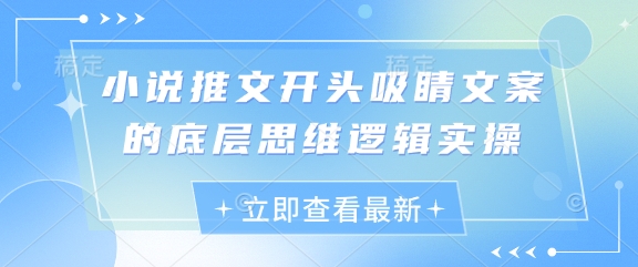 小说推文开头吸睛文案的底层思维逻辑实操-艾客创业网