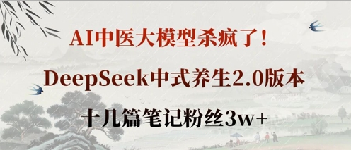 AI中医大模型杀疯了！DeepSeek中式养生2.0版本，十几篇笔记粉丝3w+-艾客创业网