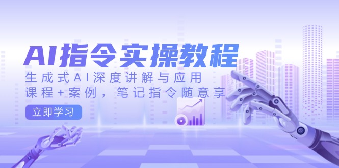 AI指令实操教程，生成式AI深度讲解与应用，课程+案例，笔记指令随意享-艾客创业网