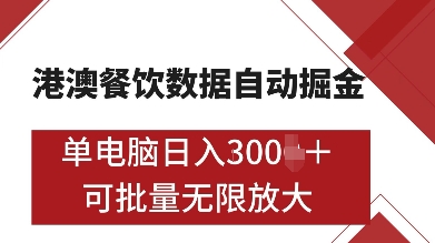 港澳餐饮数据全自动掘金，单电脑日入多张, 可矩阵批量无限操作【揭秘】-艾客创业网