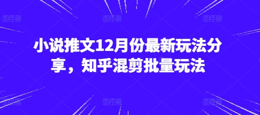 小说推文12月份最新玩法分享，知乎混剪批量玩法-艾客创业网