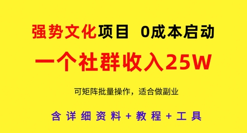 强势文化项目，一个社群收入25个W，0成本启动，可矩阵批量操作，原创详细实操教程-艾客创业网