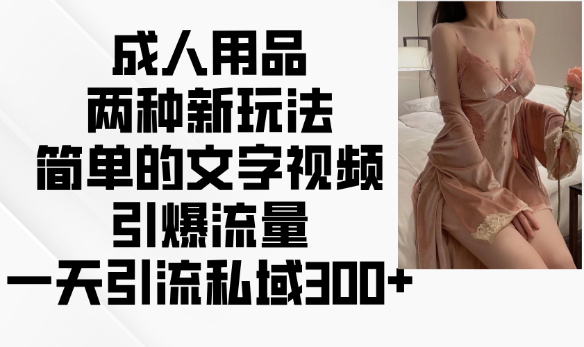 成人用品两种新玩法，简单的文字视频引爆流量，一天引流私域300+-艾客创业网