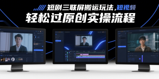短剧三联屏搬运玩法，短剧搬运轻松过原创实操流程-艾客创业网
