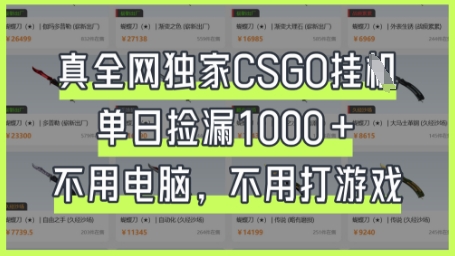 真全网独家CSGO挂G，单日捡漏1k+【揭秘】-艾客创业网