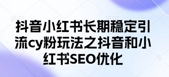 抖音小红书长期稳定引流cy粉玩法之抖音和小红书SEO优化-艾客创业网