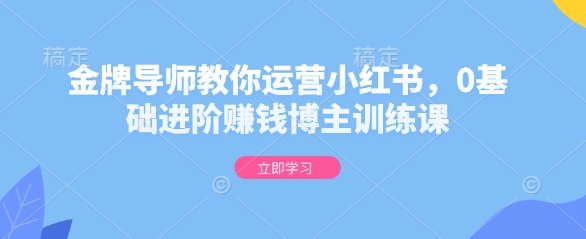 金牌导师教你运营小红书，0基础进阶赚钱博主训练课-艾客创业网