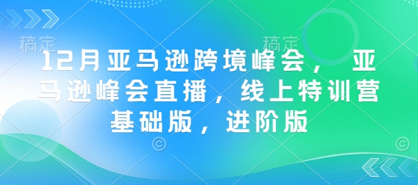 12月亚马逊跨境峰会， 亚马逊峰会直播，线上特训营基础版，进阶版-艾客创业网
