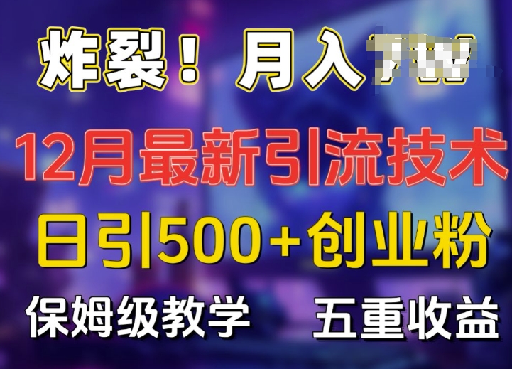 炸裂!揭秘12月最新日引流500+精准创业粉，多重收益保姆级教学-艾客创业网