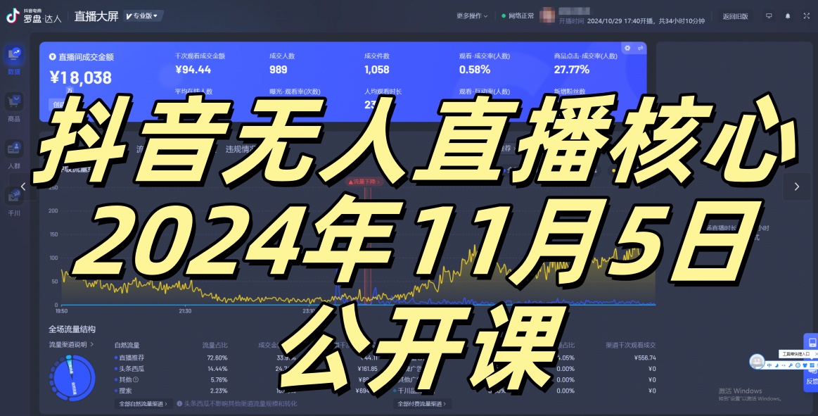 抖音无人直播核心公开课，咸鱼翻身小白可做带有睡后收入月入过万太简单【揭秘】-艾客创业网
