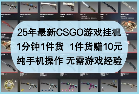 25年最新CSGO游戏挂G，1分钟1件货，1件货挣10元，纯手机操作，无需游戏经验【揭秘】-艾客创业网