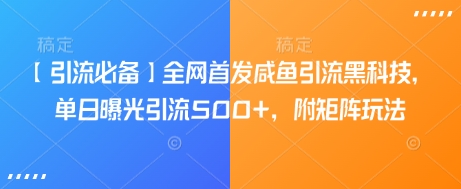 【引流必备】全网首发咸鱼引流黑科技，单日曝光引流500+，附矩阵玩法【揭秘】-艾客创业网