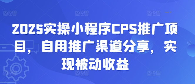 2025实操小程序CPS推广项目，自用推广渠道分享，实现被动收益-艾客创业网