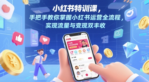 小红书特训课，手把手教你掌握小红书运营全流程，实现流量与变现双丰收-艾客创业网