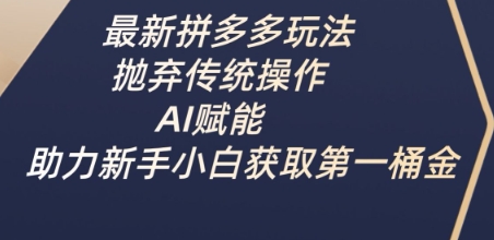 最新拼多多玩法，抛弃传统操作，AI赋能，助力新手小白获取第一桶金-艾客创业网
