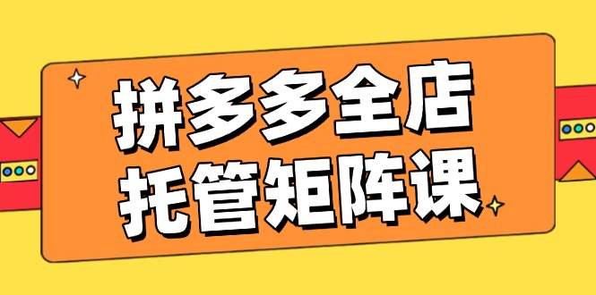 拼多多全店托管矩阵课，盈利动销玩法，高效计划设置，提升店铺效益-艾客创业网