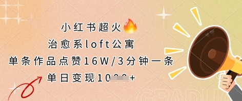 小红书超火的治愈系loft公寓，单条作品点赞16W，3分钟一条，单日变现数张-艾客创业网