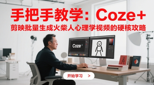 手把手教学：Coze + 剪映批量生成火柴人心理学视频的硬核攻略-艾客创业网