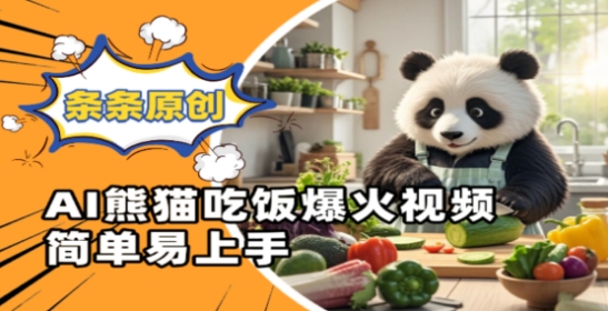 Ai熊猫吃饭爆火视频，条条原创，简单易上手-艾客创业网