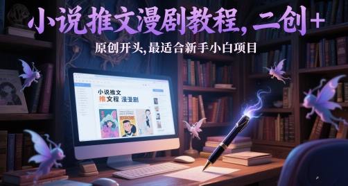 小说推文漫剧教程，二创+原创开头，最适合新手小白项目-艾客创业网