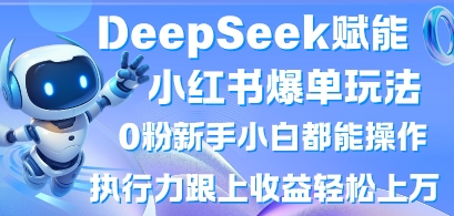 DeepSeek赋能小红书爆单玩法0粉新手小白都能操作，执行力跟上收益轻松上W，懒人勿做-艾客创业网