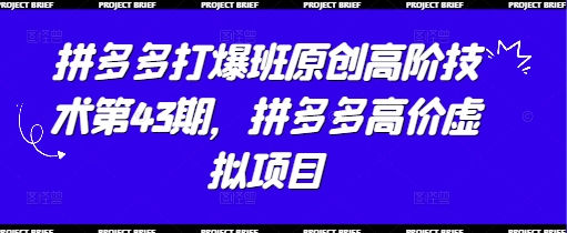 拼多多打爆班原创高阶技术第43期，拼多多高价虚拟项目-艾客创业网