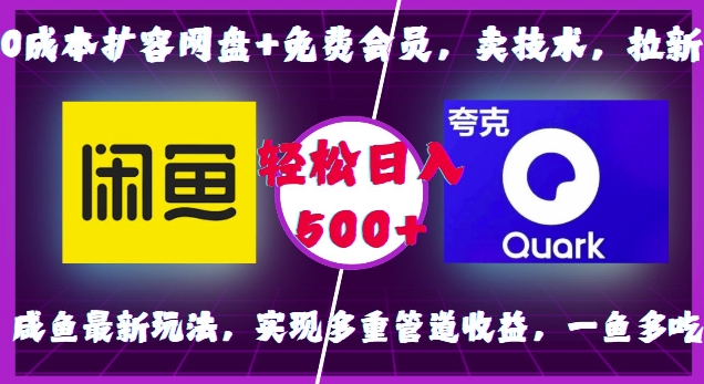 0成本扩容网盘+免费会员，卖技术，拉新，咸鱼最新玩法，实现多重管道收益，一鱼多吃，轻松日入500+-艾客创业网