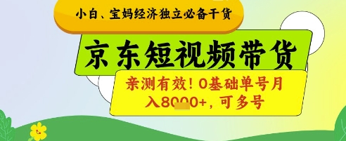 小白宝妈经济独立必备干货，京东短视频带货，亲测有效!0基础单号月入8k+，可多号【揭秘】-艾客创业网