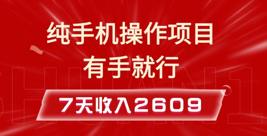 纯手机操作的小项目，有手就能做，7天收入2609+实操教程【揭秘】-艾客创业网